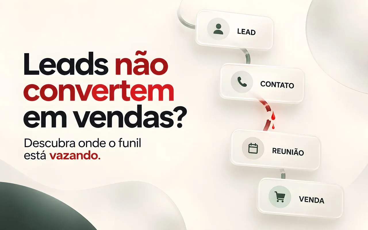 Fluxo de lead até venda com uma etapa destacada como possível gargalo de conversão.
